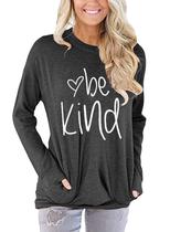 Moletom feminino Akihoo Be Kind com gola redonda e bolsos tamanho M Moletom feminino Akihoo Be Kind com gola redonda e bolsos tamanho M