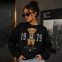 Moletom Feminino Algodão Flanelado Sem Capuz Urso Bear Blusa De Frio Tendência Casual Blogueira Casaco Outono Inverno Ne Moletom Feminino Algodão Flanelado Sem Capuz Urso Bear Blusa De Frio Tendência Casual Blogueira Casaco Outono Inverno Ne