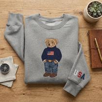 Moletom Feminino Algodão Flanelado Sem Capuz Urso Bear Usa Blusa Frio Tendência Casual Blogueira Cas Moletom Feminino Algodão Flanelado Sem Capuz Urso Bear Usa Blusa Frio Tendência Casual Blogueira Cas