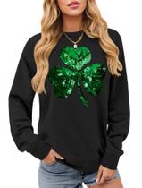 Moletom feminino ALIREVERIE St Patricks Day Green Shamrock