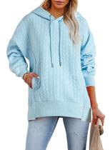 Moletom feminino AlvaQ 2024, outono e inverno, com capuz, azul celeste, XXL