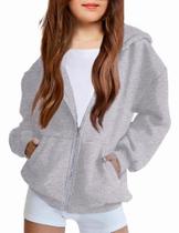 Moletom feminino Arshiner com zíper completo, cinza, tamanho 6 Moletom feminino Arshiner com zíper completo, cinza, tamanho 6