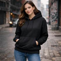 Moletom Feminino Básico Preto Inverno Lançamento Imperdível