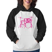 Moletom Feminino Bateria Música (rosa) - Foca na Moda Moletom Feminino Bateria Música (rosa) - Foca na Moda