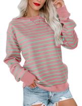 Moletom feminino Bingerlily casual de manga comprida com gola redonda