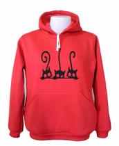 Moletom Feminino Blusa De Frio Canguru Gat Animais Casaco