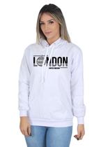 Moletom Feminino Blusa de Frio Canguru London United Kingdom