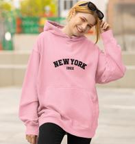 Moletom Feminino Blusa de Frio com Capuz New York