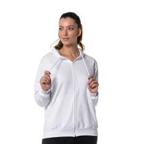 Moletom Feminino Branco com Capuz e Zíper