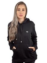 Moletom Feminino c/ Capuz Preto Mini Logo Branco Valansuelo