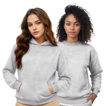 Moletom Feminino Canguru Capuz + Moletom Gola Careca Kit 2