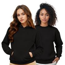 Moletom Feminino Canguru Capuz + Moletom Gola Careca Kit 2