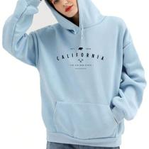 Moletom Feminino Canguru Estampado California Golden Flanelado Quentinho Look Inverno