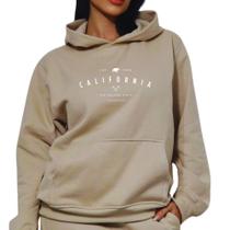 Moletom Feminino Canguru Estampado California Golden Flanelado Quentinho Look Inverno