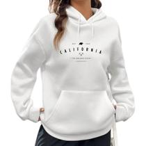 Moletom Feminino Canguru Estampado California Golden Flanelado Quentinho Look Inverno Moletom Feminino Canguru Estampado California Golden Flanelado Quentinho Look Inverno