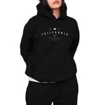 Moletom Feminino Canguru Estampado California Golden Flanelado Quentinho Look Inverno