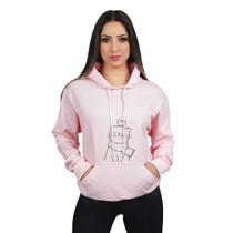 Moletom Feminino Canguru Flanelado com Capuz Blusa de Frio Gatinha