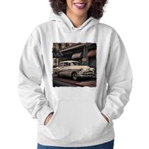 Moletom Feminino Carro retrô branco - Foca na Moda Moletom Feminino Carro retrô branco - Foca na Moda
