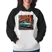 Moletom Feminino Carro retrô na cidade - Foca na Moda Moletom Feminino Carro retrô na cidade - Foca na Moda