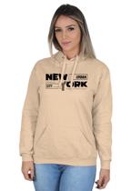 Moletom Feminino Casual Blusa de Frio Canguru New York Urban