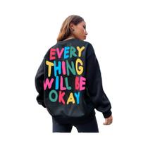 Moletom Feminino Casual Com Capuz E Estampa De Letras, Confortável E Solto