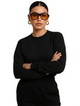Moletom Feminino Clássico Gola Careca Preto inverno Blusão Gola Redonda - Casacos femininos