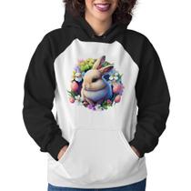 Moletom Feminino Coelhinho e flores - Foca na Moda