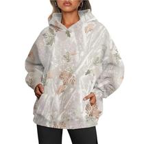Moletom feminino com capuz CSYBYW Camo de tamanho grande branco GG
