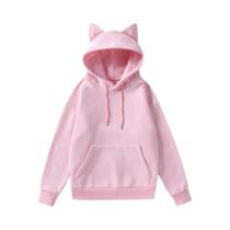 Moletom Feminino Com Capuz De Orelhas De Gato, Design De Pão Em Forma De Orelha De Gato, Moda