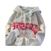 Moletom Feminino Com Capuz E Bordado, Manga Longa, Estilo Solto, Harajuku Y2K, Jaqueta De Outono