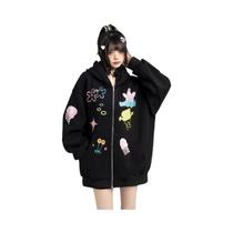 Moletom Feminino Com Capuz E Zíper, Manga Comprida, Estilo Harajuku Y2K, Estampa De Desenho Animado, Moletom Feminino Com Capuz E Zíper, Manga Comprida, Estilo Harajuku Y2K, Estampa De Desenho Animado,