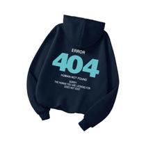 Moletom Feminino Com Capuz Em Fleece, Estampa Error 404 Human Not Found, Tamanhos S-XXL, Casual,