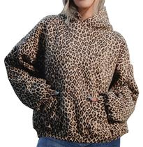 Moletom feminino com capuz TERIVEEK de tamanho grande com estampa de leopardo e chita Y2K Moletom feminino com capuz TERIVEEK de tamanho grande com estampa de leopardo e chita Y2K