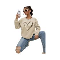 Moletom Feminino Com Estampa De Coração De Leopardo, Forrado Com Pelo, Estilo Hipster, Conjunto