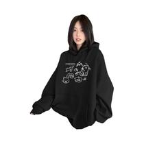 Moletom Feminino Com Estampa De Gato Fofo, Outono Inverno, Solto, Casual, Com Bolso Canguru, Estilo Moletom Feminino Com Estampa De Gato Fofo, Outono Inverno, Solto, Casual, Com Bolso Canguru, Estilo