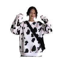 Moletom Feminino Com Estampa De Leite De Vaca, Estilo Solto, Gola Redonda