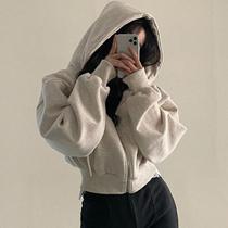 Moletom Feminino Com Zíper E Capuz De Manga Longa, Top Cropped De Outono, Jaqueta Casual Y2K Estilo