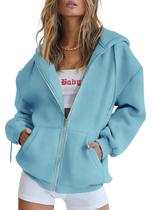 Moletom Feminino com Zíper PRETTYGARDEN 2025 Azul Lago M Moletom Feminino com Zíper PRETTYGARDEN 2025 Azul Lago M