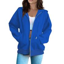Moletom feminino COTECRAM Amazon Compras com zíper azul royal M Moletom feminino COTECRAM Amazon Compras com zíper azul royal M