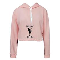 Moletom Feminino Cropped Capuz Muay Thai Moderno Casual