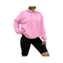 Moletom Feminino De Cor Sólida Com Capuz E Bolsos, Casual, Streetwear, Unissex, Pullover