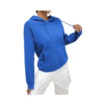 Moletom Feminino De Cor Sólida Com Capuz E Bolsos, Casual, Streetwear, Unissex, Pullover