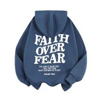 Moletom Feminino De Fleece Com Estampa De Letras 'Faith over Fear', Quente E Confortável, Pullover