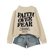 Moletom Feminino De Fleece Com Estampa De Letras 'Faith over Fear', Quente E Confortável, Pullover