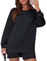 Moletom feminino de grandes dimensões Kistore com gola redonda preta Y2K 2024 Moletom feminino de grandes dimensões Kistore com gola redonda preta Y2K 2024