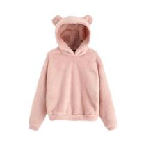 Moletom Feminino De Inverno Com Capuz De Pelúcia, Manga Longa, Orelhas De Coelho, Blusa Casual