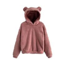 Moletom Feminino De Inverno Com Capuz De Pelúcia, Manga Longa, Orelhas De Coelho, Blusa Casual