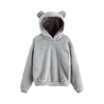 Moletom Feminino De Inverno Com Capuz De Pelúcia, Manga Longa, Orelhas De Coelho, Blusa Casual