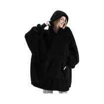 Moletom Feminino De Inverno Com Capuz Dupla Face Em Fleece, Estilo Cobertor Oversize Com Bolsos Moletom Feminino De Inverno Com Capuz Dupla Face Em Fleece, Estilo Cobertor Oversize Com Bolsos