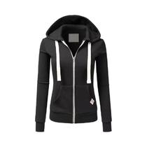 Moletom Feminino De Lã Com Zíper E Bolso, Manga Longa, Cordão Ajustável, Estilo Esportivo